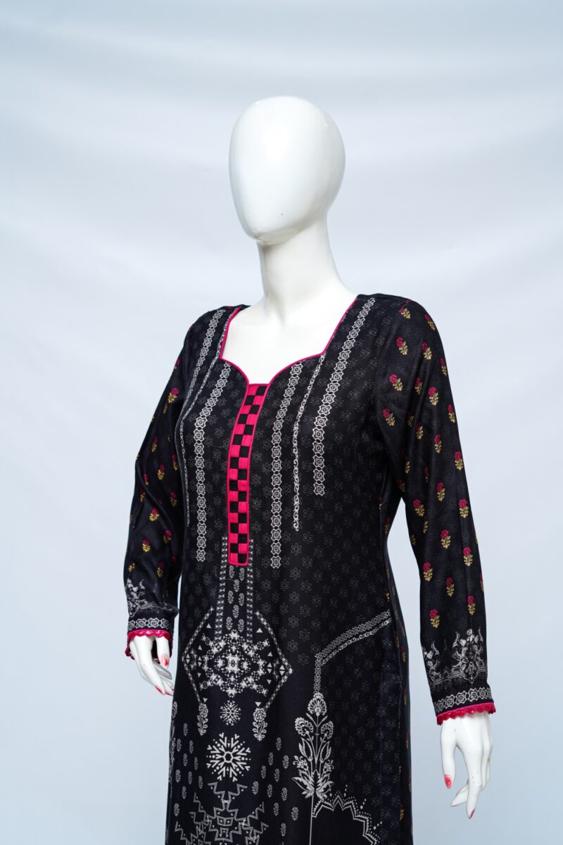 Geometric Bloom- Black and Pink Linen 2 piece dress - Image 2