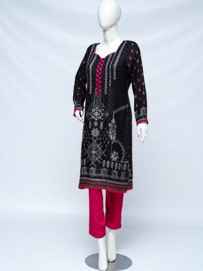 Geometric Bloom- Black and Pink Linen 2 piece dress