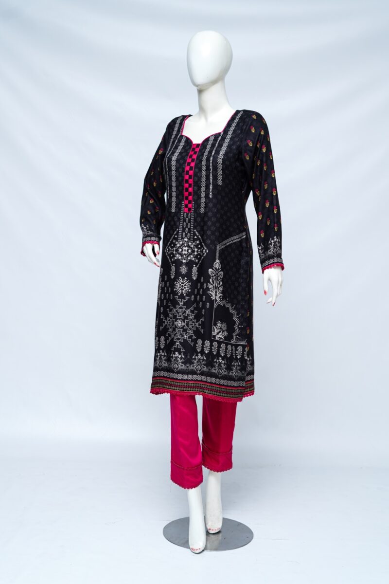 Geometric Bloom- Black and Pink Linen 2 piece dress