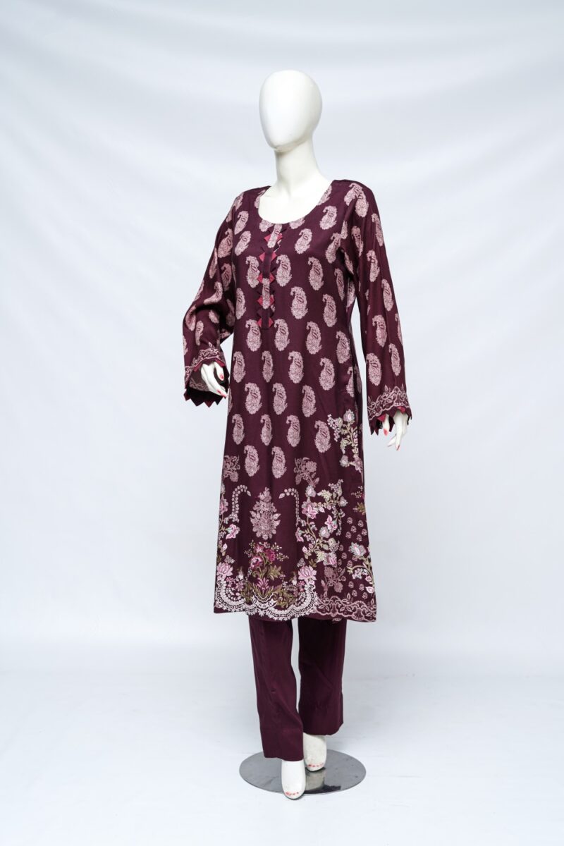 Gul-e-Maroon 2 piece Linen Shirt and Trouser