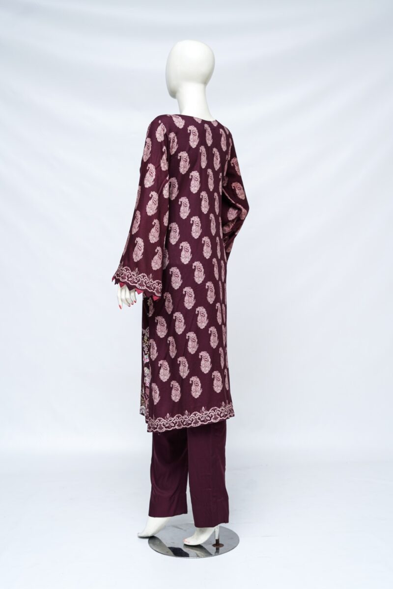 Gul-e-Maroon 2 piece Linen Shirt and Trouser - Image 3