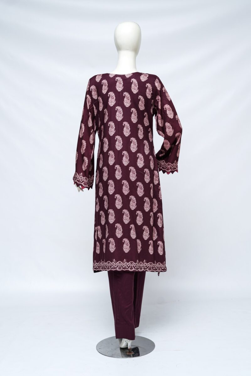Gul-e-Maroon 2 piece Linen Shirt and Trouser - Image 2