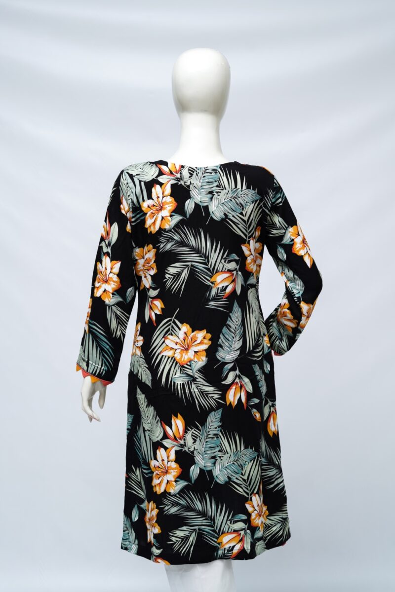 Midnight Bloom Boski Linen Kurti - Image 3