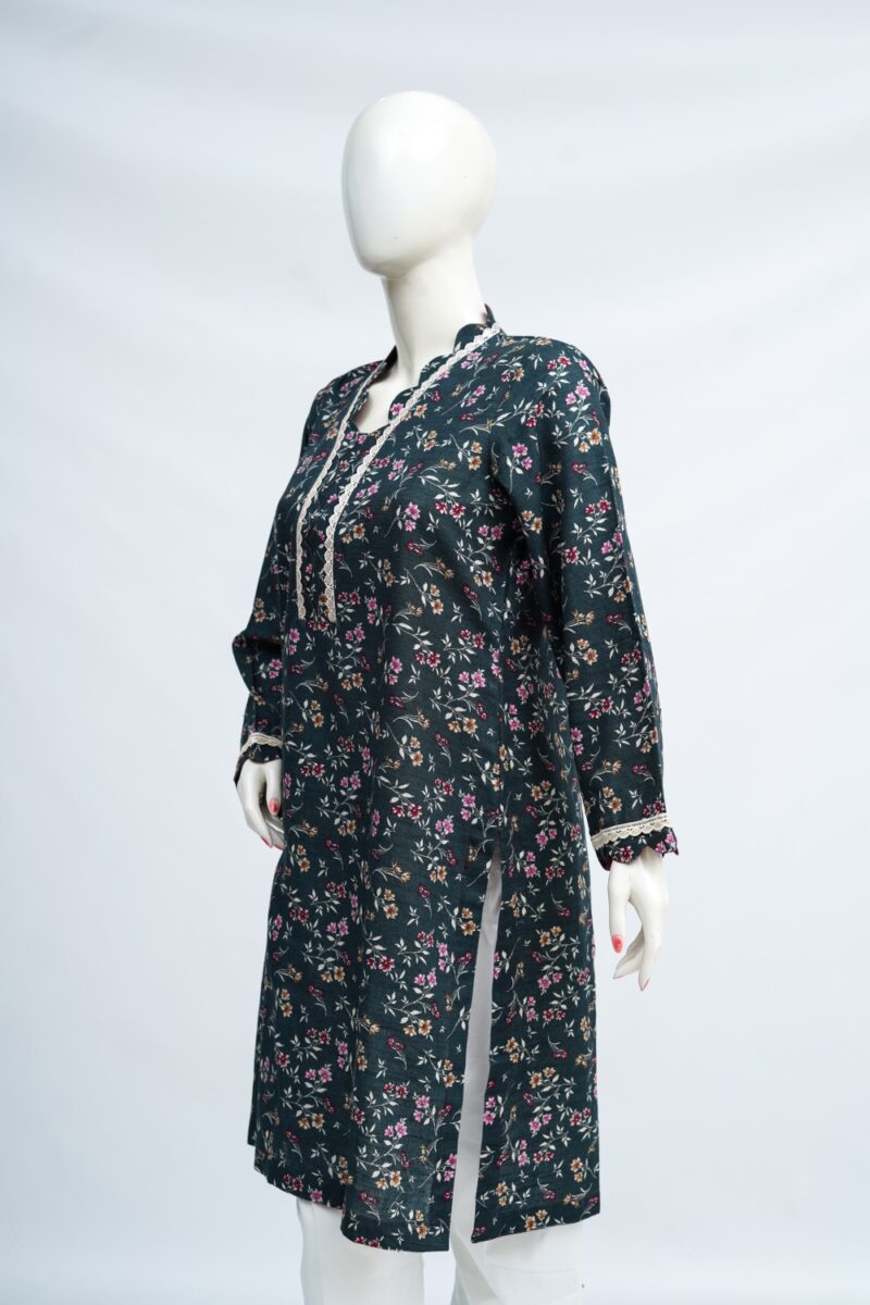 Floral Tide Khaddar Kurti - Image 2