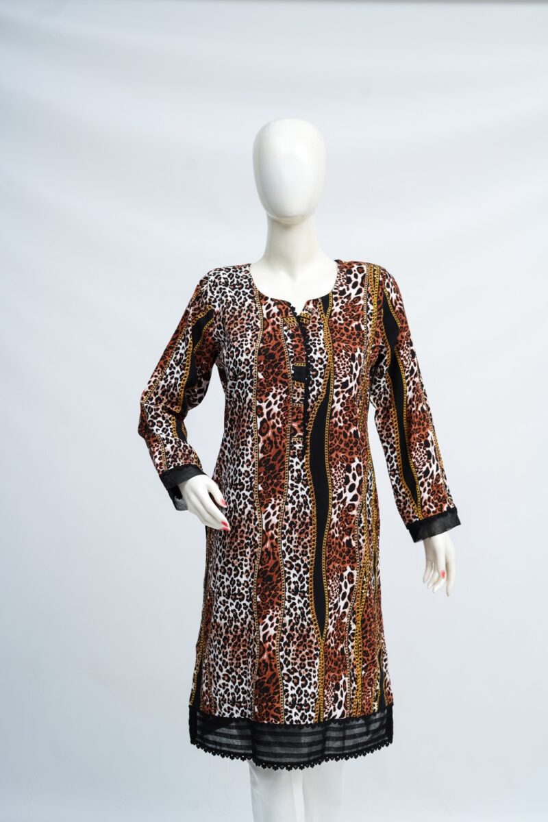 Cheetah Charm Boski Linen Kurti