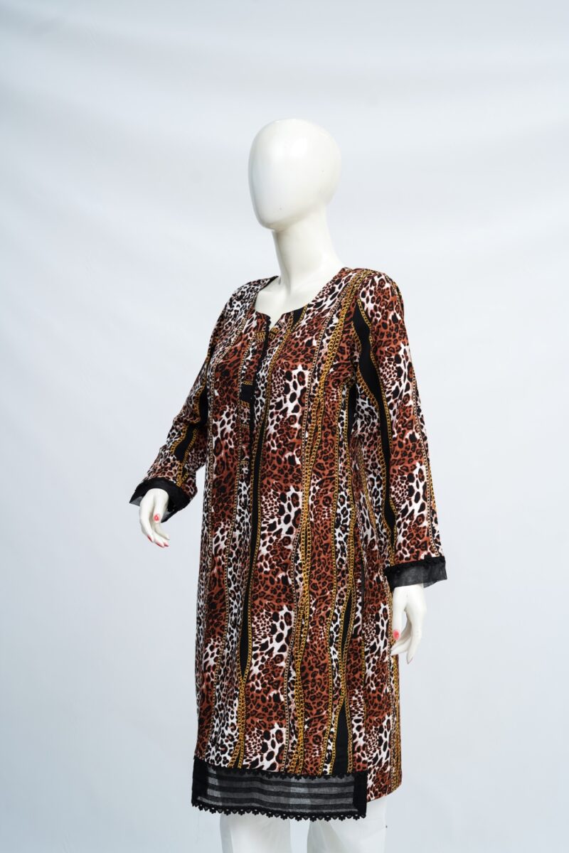 Cheetah Charm Boski Linen Kurti - Image 2