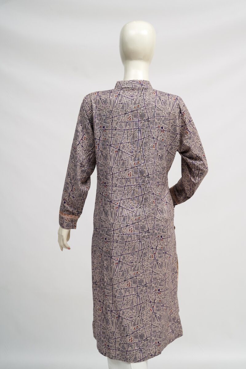 Grey Mosaic Bloom Bosky Linen Kurti - Image 3