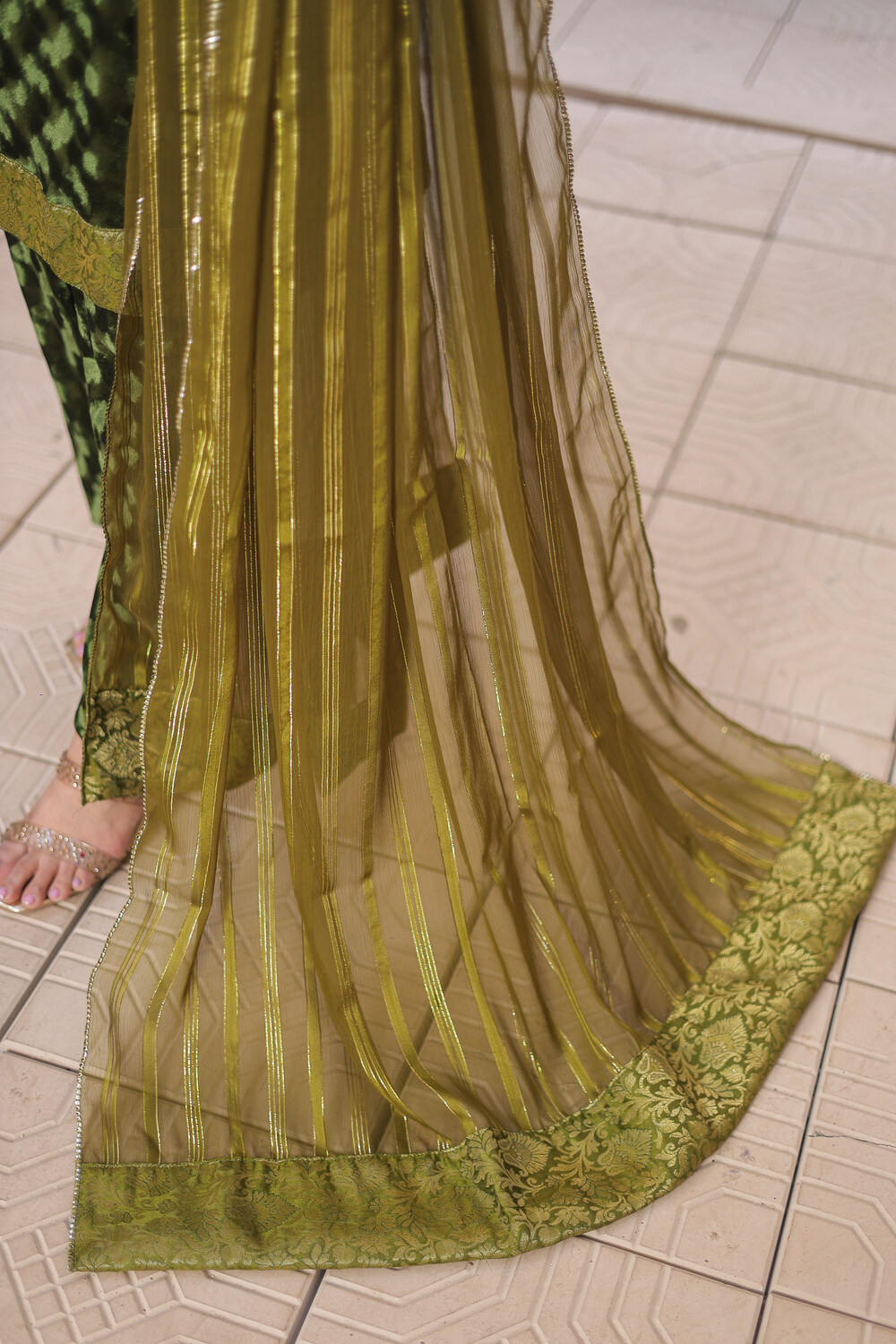 Green Velvet self print 3 piece - Image 4
