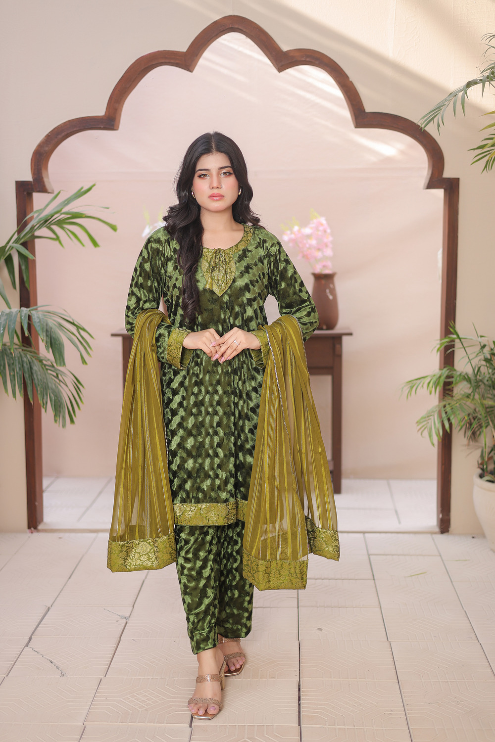 Green Velvet self print 3 piece - Image 5