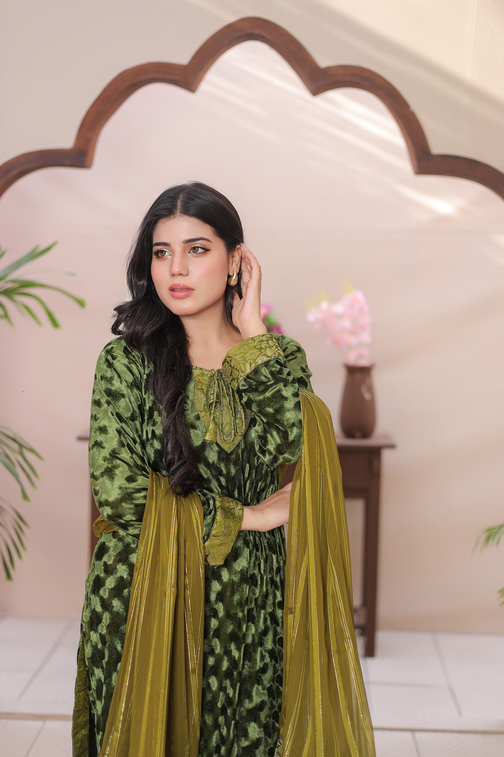 Green Velvet self print 3 piece - Image 6