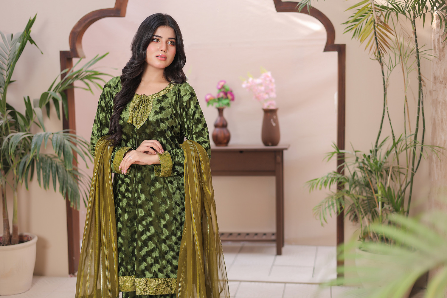 Green Velvet self print 3 piece - Image 8